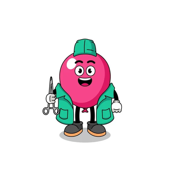 Illustratie Van Ballon Mascotte Als Chirurg Karakter Ontwerp — Stockvector