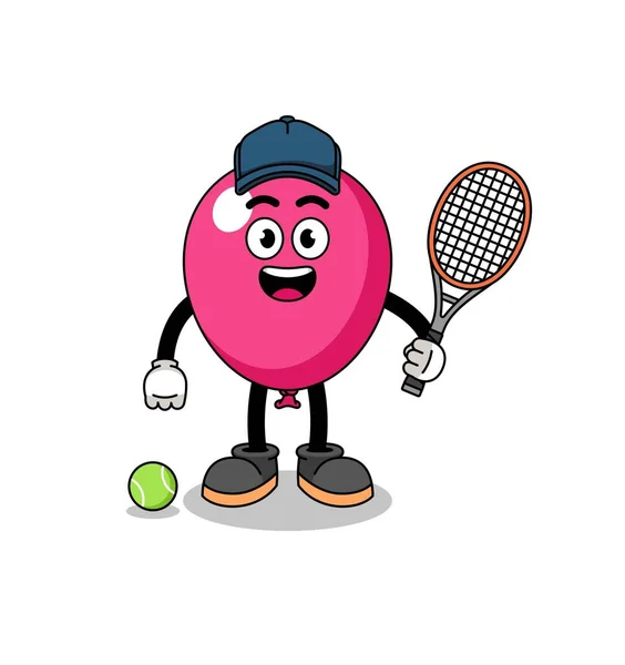 Illustration Ballon Tant Que Joueur Tennis Character Design — Image vectorielle