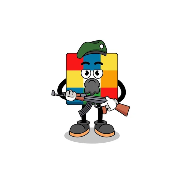 Karakter Cartoon Van Kubus Puzzel Als Een Speciale Kracht Karakter — Stockvector