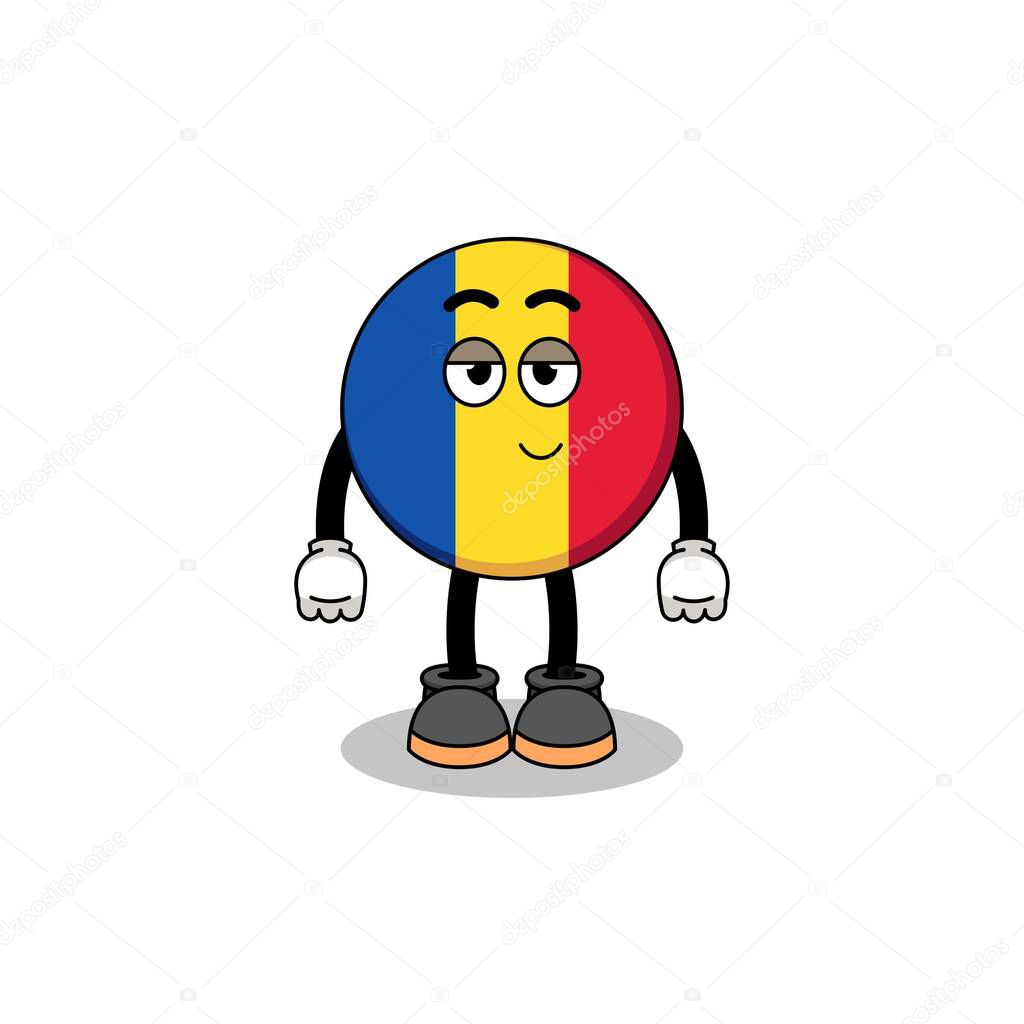 romania flag cartoon couple with shy pose , character design