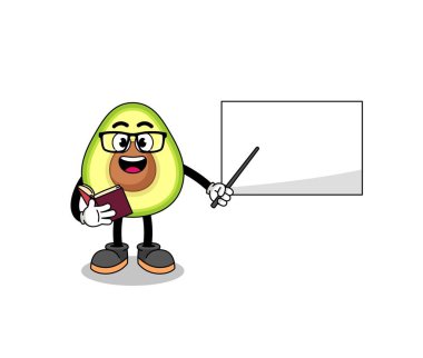 Avokado öğretmeni maskotu, karakter tasarımı.