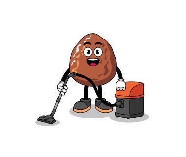 Hurma meyvesinin karakter maskotu elektrikli süpürge, karakter tasarımı