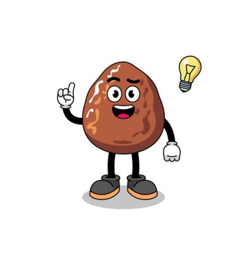 Fikir pozu veren meyve karikatürü, karakter tasarımı.