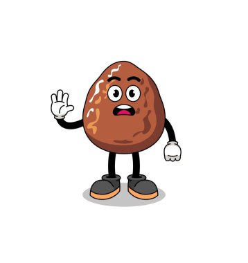 tarih meyve çizgi film illüstrasyonu stop hand, karakter tasarımı yapıyor