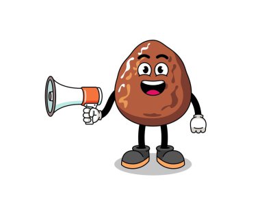 tarih meyveli çizgi film illüstrasyonunda megafon, karakter tasarımı