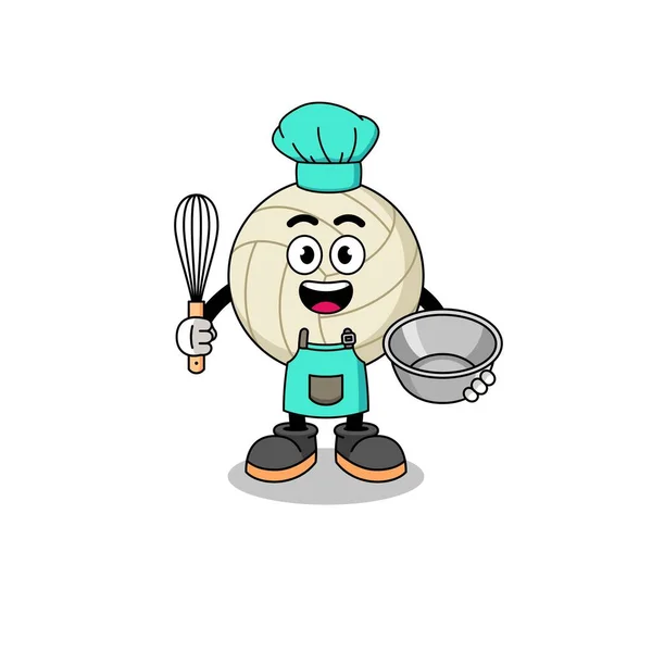 Illustration Volley Ball Tant Que Chef Boulangerie Character Design — Image vectorielle