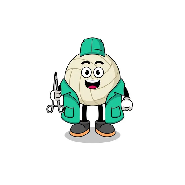 Illustration Volleyball Mascot Surgeon Character Design — Stock Vector