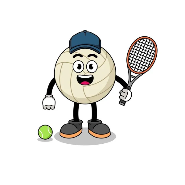 Illustration Volley Ball Tant Que Joueur Tennis Character Design — Image vectorielle
