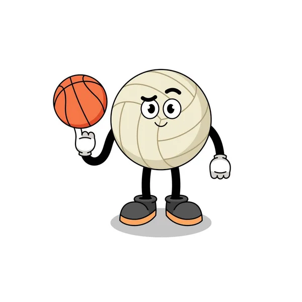 Bir Basketbol Oyuncusu Olarak Voleybol Illüstrasyonu Karakter Tasarımı — Stok Vektör