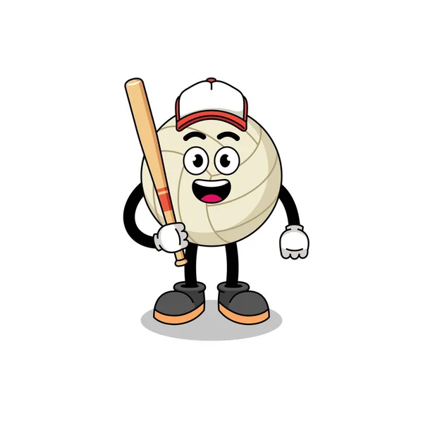 Mascotte Volley Ball Dessin Animé Tant Que Joueur Baseball Character — Image vectorielle