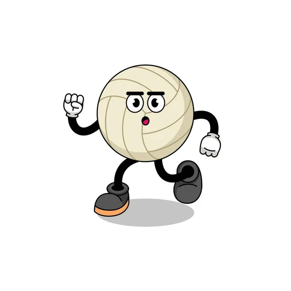 Correr Voleibol Mascota Ilustración Diseño Personajes — Archivo Imágenes Vectoriales