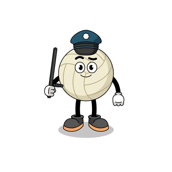 Cartoon Illustration Der Volleyball Polizei Charakterdesign — Stockvektor