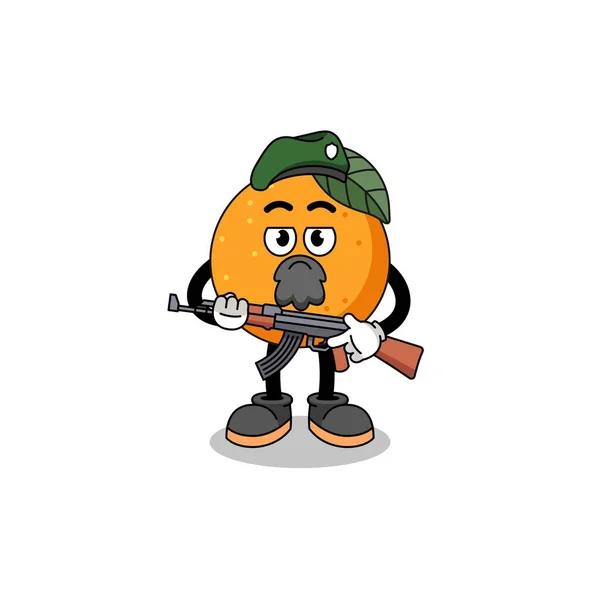 Personnage Dessin Animé Fruits Orange Comme Une Force Spéciale Character — Image vectorielle