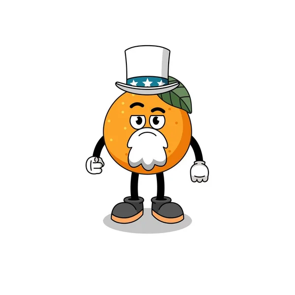 Ilustrace Oranžového Ovoce Karikatura Chci Vás Gesto Charakter Design — Stockový vektor