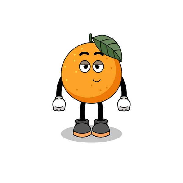 Oranje Fruit Cartoon Paar Met Verlegen Pose Karakter Ontwerp — Stockvector
