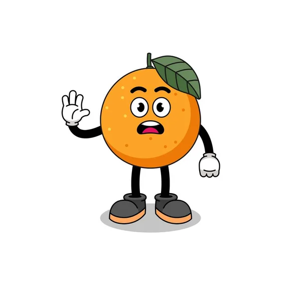 橙色水果卡通画做停止手 人物设计 — 图库矢量图片