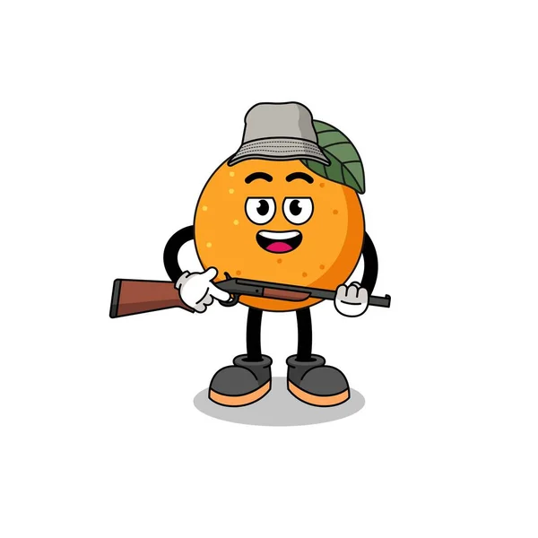 Cartoon Ilustrace Oranžového Lovce Ovoce Charakter Designu — Stockový vektor