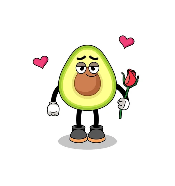 Mascota Del Aguacate Enamorándose Diseño Personajes — Archivo Imágenes Vectoriales