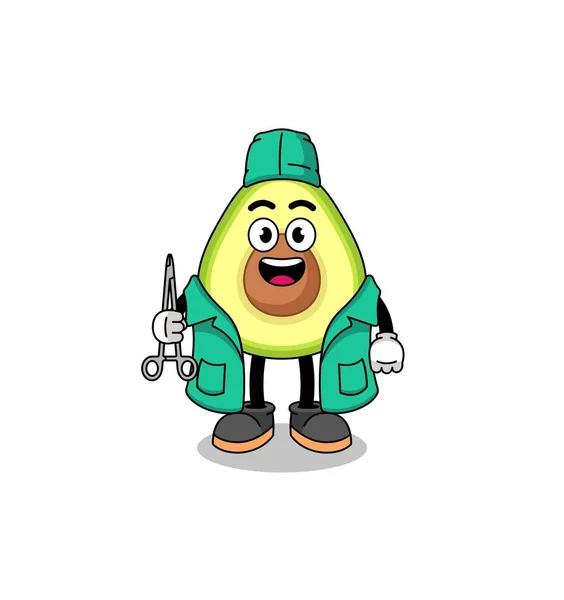 Illustratie Van Avocado Mascotte Als Chirurg Karakter Ontwerp — Stockvector
