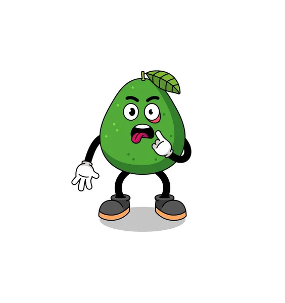 Character Illustration Avocado Fruit Tongue Sticking Out Character Design — Stock Vector