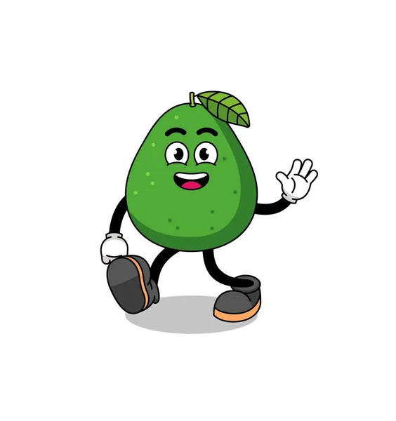 Avocado Fruit Cartoon Wandelen Karakter Ontwerp — Stockvector