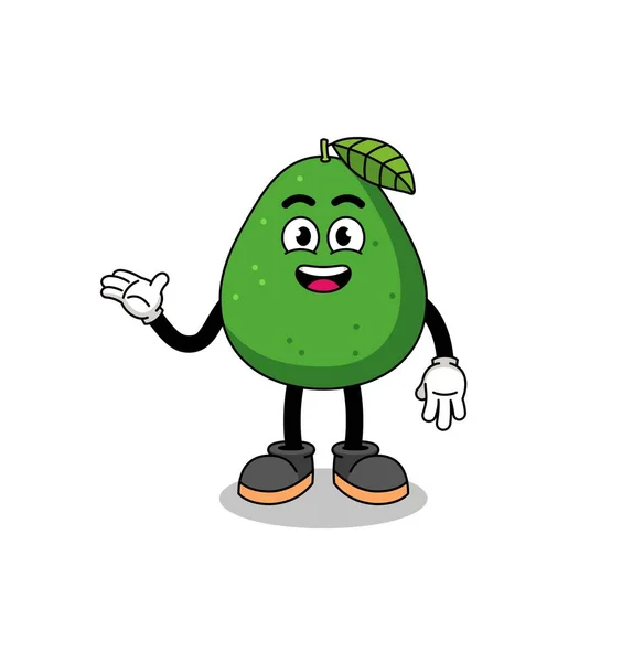 Avocado Fruit Cartoon Welcome Pose Character Design — Stock Vector