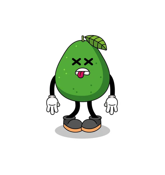 Avocado Fruit Mascot Illustration Dead Character Design — Stock Vector