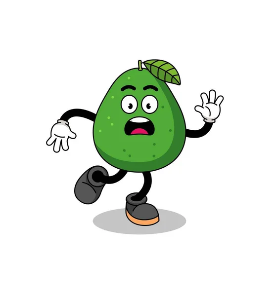 Rutschende Avocadofrucht Maskottchen Illustration Charakter Design — Stockvektor