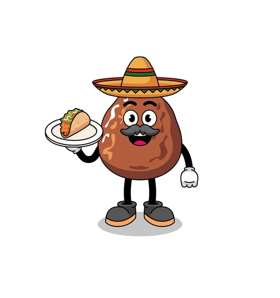 Desenhos Animados Caráter Frutas Data Como Chef Mexicano Design Personagem — Vetor de Stock
