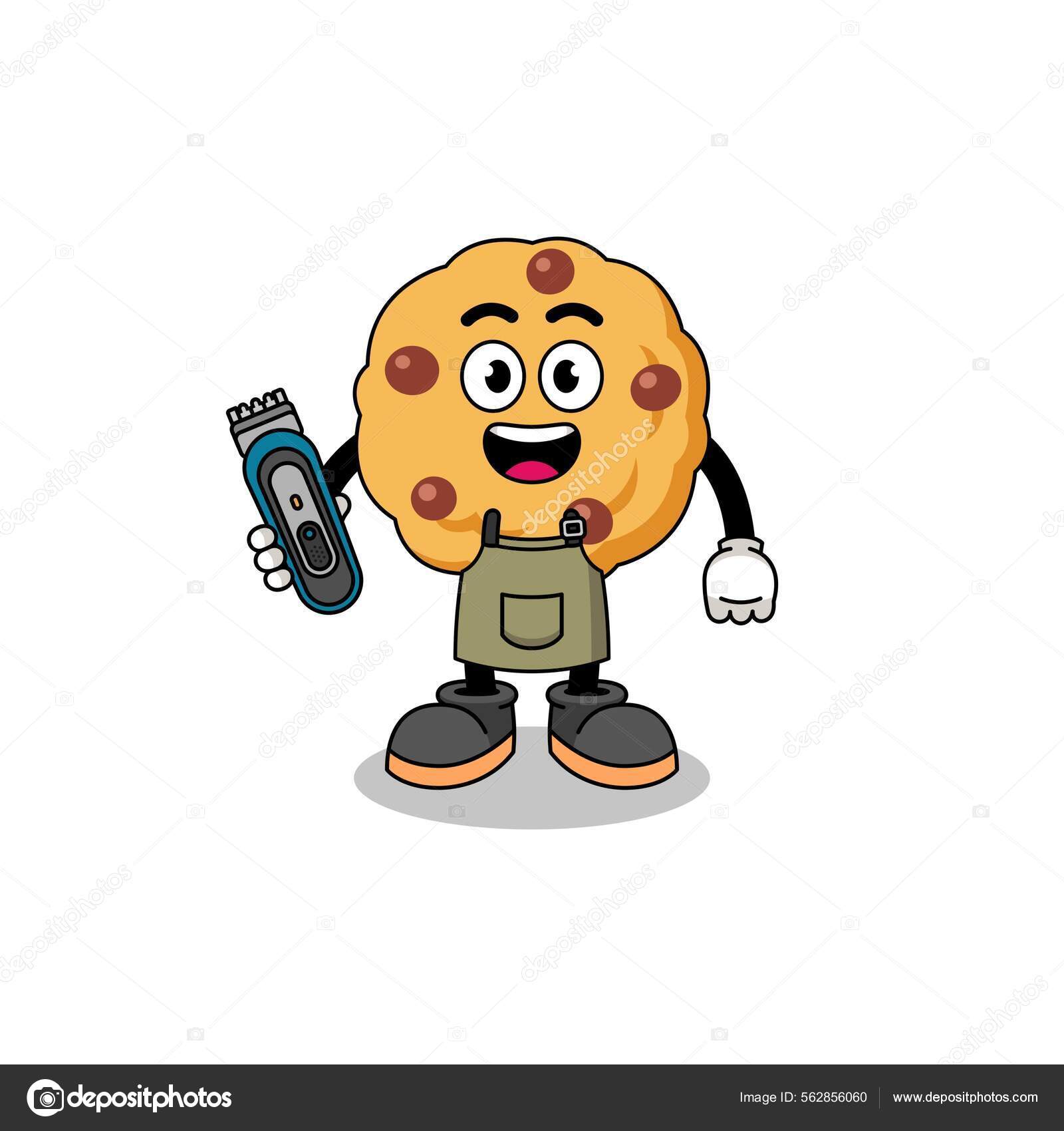 Cartoon Illustration Chocolate Chip Cookie Barber Man Character Design Stock Vector Image by
