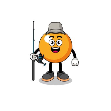 Maskot resimli pinpon topu balıkçısı, karakter tasarımı