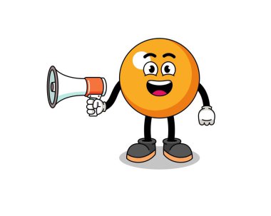 ping pong topu karikatür çizimi megafon, karakter tasarımı