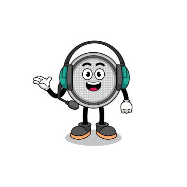 Müşteri hizmetleri ve karakter tasarımı olarak düğme hücresinin maskot çizimi