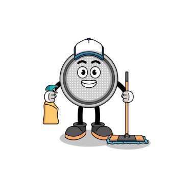 Temizlik hizmeti olarak düğme hücrenin maskotu, karakter tasarımı