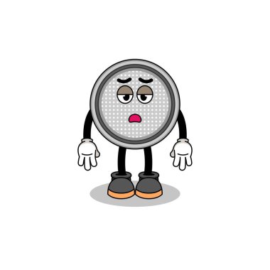 düğme hücre karikatürü yorgunluk jesti, karakter tasarımı