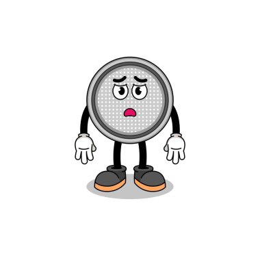 düğme hücre karikatür çizimi hüzünlü yüz, karakter tasarımı