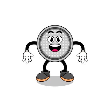 düğme hücre karikatürü, şaşırmış jest, karakter tasarımı