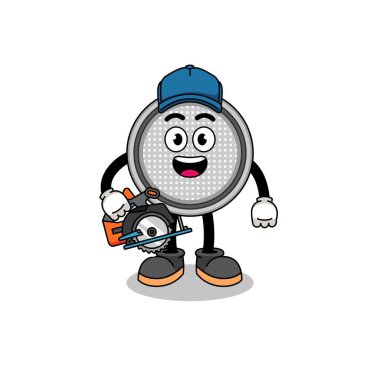 Bir ahşap işçisi olarak düğme hücre çizimi, karakter tasarımı