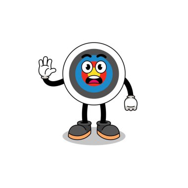 Okçuluk hedef çizgi film çizimi stop hand, karakter tasarımı yapıyor