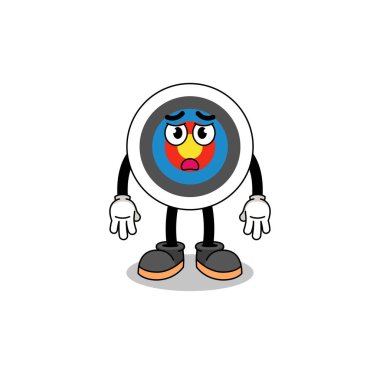 Okçuluk hedef karikatür çizimi hüzünlü yüz, karakter tasarımı