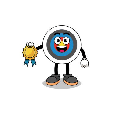 Okçuluk hedef karikatür çizimi memnuniyet garantili madalya, karakter tasarımı