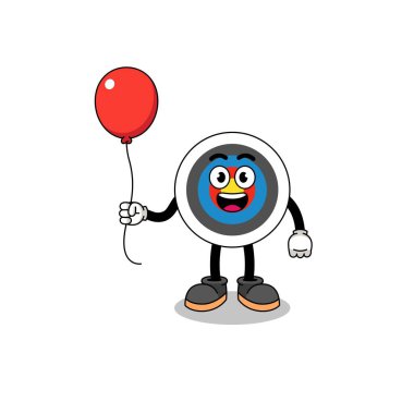 Okçuluk çizgi filmi hedef balon taşıyor, karakter tasarımı.
