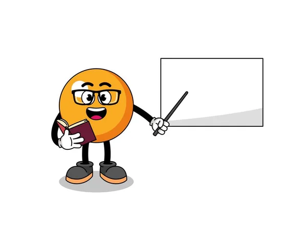 Mascot Cartoon Ping Pong Ball Teacher Character Design — Stock Vector