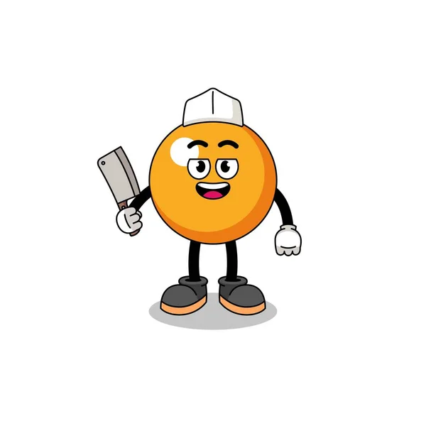 Mascotte Ping Pong Ball Boucher Character Design — Image vectorielle