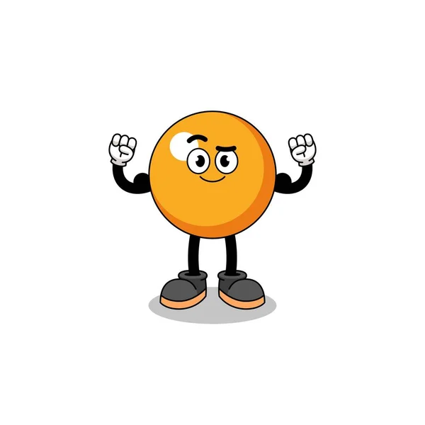 Desenhos Animados Mascote Ping Pong Bola Posando Com Músculo Design — Vetor de Stock