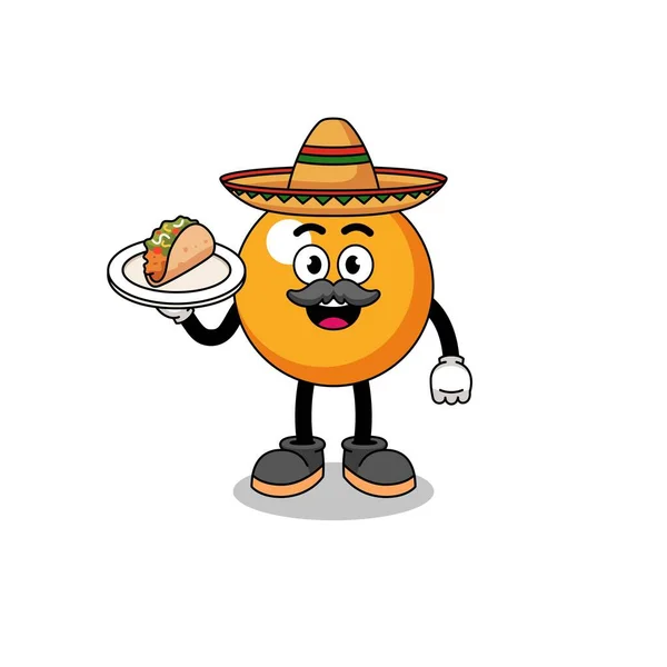 Desenhos Animados Personagens Ping Pong Ball Como Chef Mexicano Design — Vetor de Stock