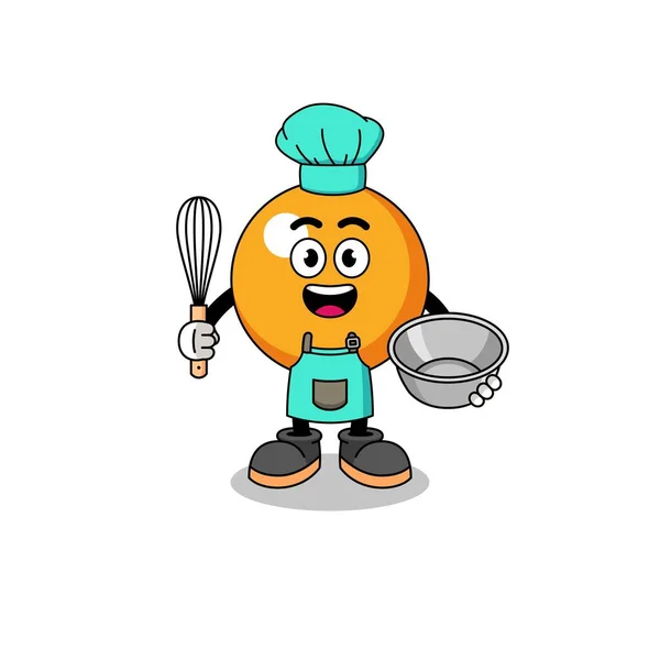 Illustration Ping Pong Ball Bakery Chef Character Design — Stock Vector