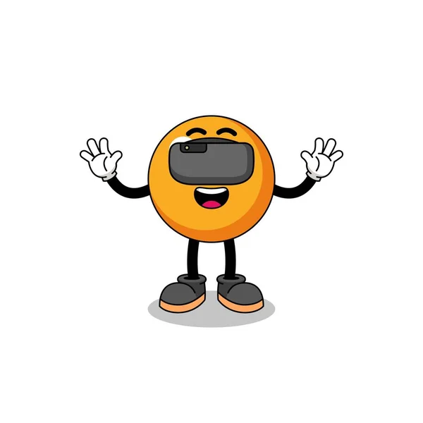 Illustration Ping Pong Ball Headset Character Design — Stock Vector