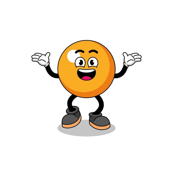 Ping Pong Ball Cartoon Suche Mit Glücklicher Geste Charakterdesign — Stockvektor