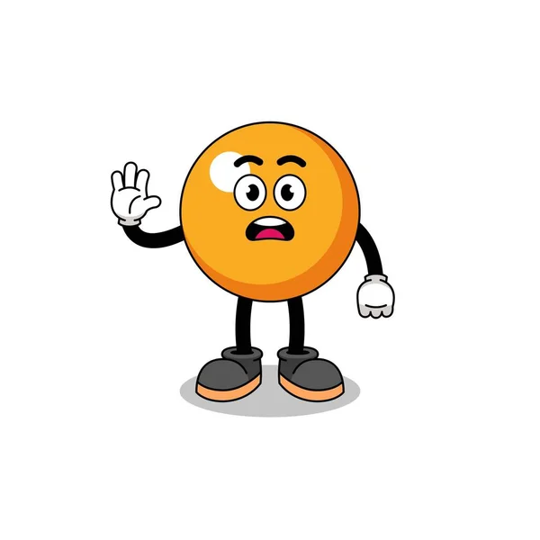 Ping Pong Bal Cartoon Illustratie Doen Stop Hand Karakter Ontwerp — Stockvector